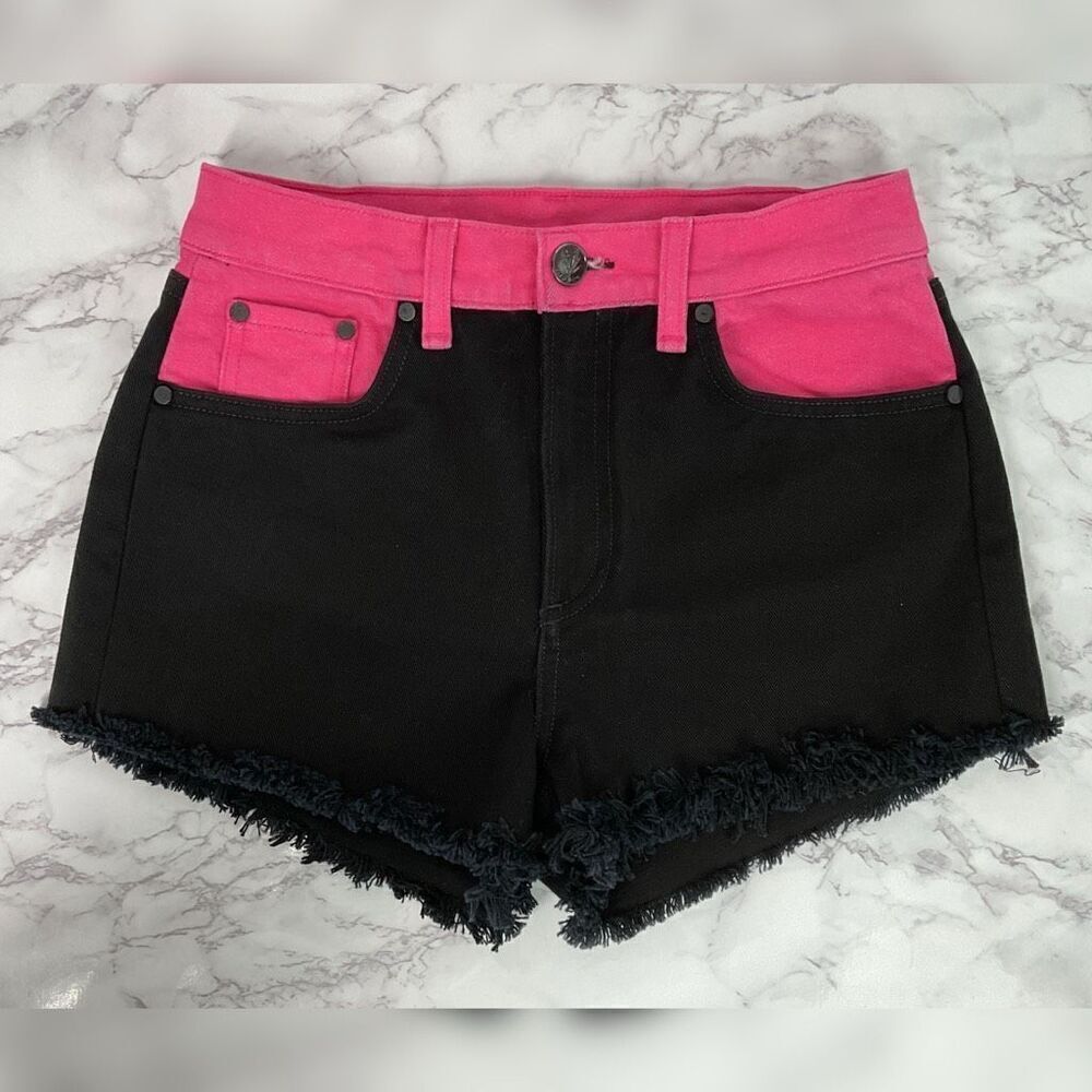 Rag & Bone Custom Cutoff Black Pink Ash Mom Denim Jean Shorts 26 - Picture 6 of 6